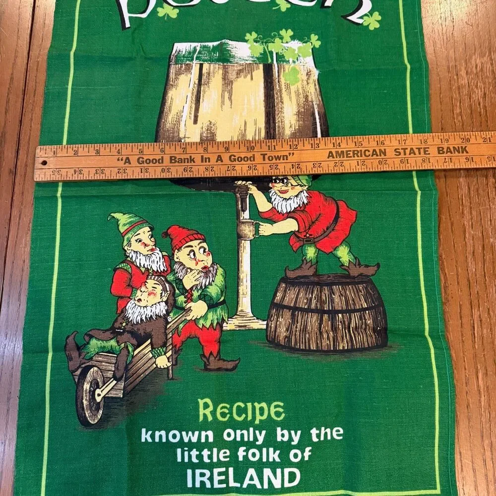 Lot 2 Vintage Irish Linen Cotton Tea Towels Ireland Map Poteen Made in Ireland